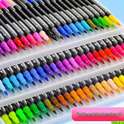 Divpusēju akvareļu mākslas pildspalvu komplekts: Mīkstu galu krāsu marķieri, 120 mazgājamas krāsas bērniem