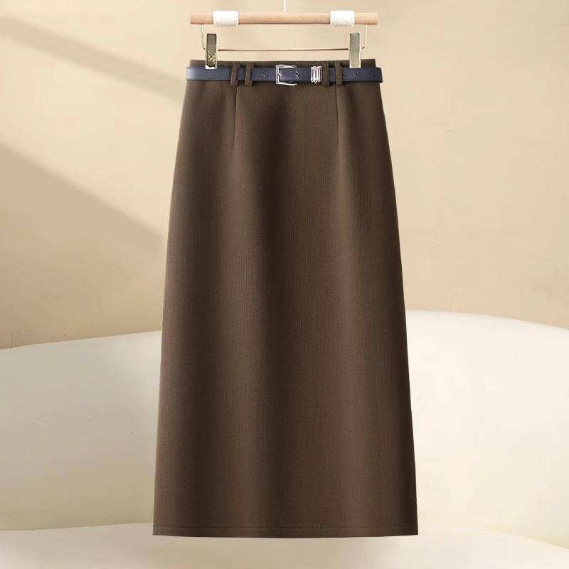 

Женская юбка миди А-силуэта из высококачественной серой шерсти, Осень/Зима 2024, Облегающий дизайн с высокой талией 28/L for 110-120 jin