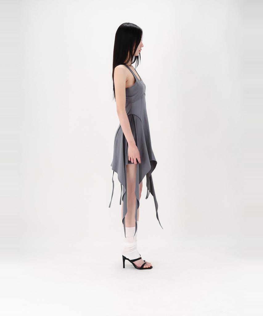 Nogtabeu Layered Sleeveless Mini Dress Grey