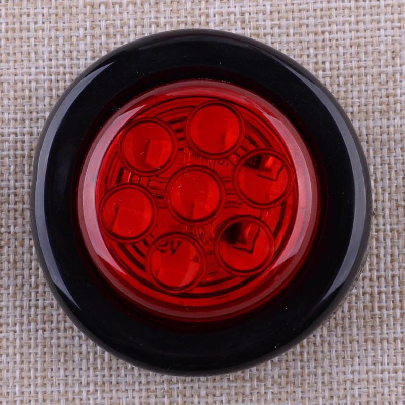 2pcs 12V Car Trailer Truck LED Red Round Side Marker Clearance Light Lamp