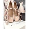 Neizeng~ Leather Strap Platform Ballet Shoes Women's Pearl Wedge Heel Mary Jane Single Shoes Thick Heel Ladyshoes