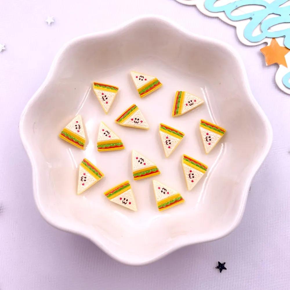 50pcs Resin Colorful Mini 3D Simulated Bread Nail Art Decor Donuts Pizza Biscuit Flat Back Scrapbooks DIY Jewellery Decor Crafts