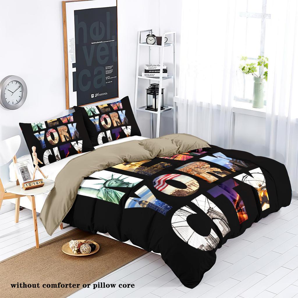 Manhattan Times Square Three-Piece Digital Printing Bedding Four-Piece Set