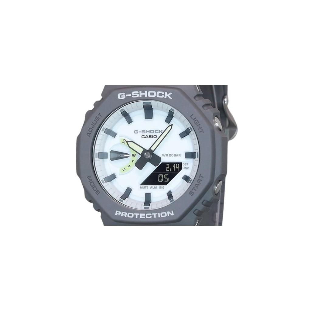 Casio G-Shock Hidden Glow Series Analog Digital Bio Based Resin Strap White Dial Quartz GA-2100HD-8A 200M Men's Watch