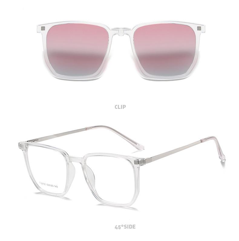 2181 Women's Polarized Magnetic Clip-On Dual-Use Prescription Glasses and Blush Gradient Sunglasses