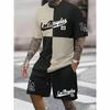 Men's 3D Printed Short Sleeved Shorts Set, Fashionable Daily Casual Trend Round Neck Polyester Fiber Two-piece Set