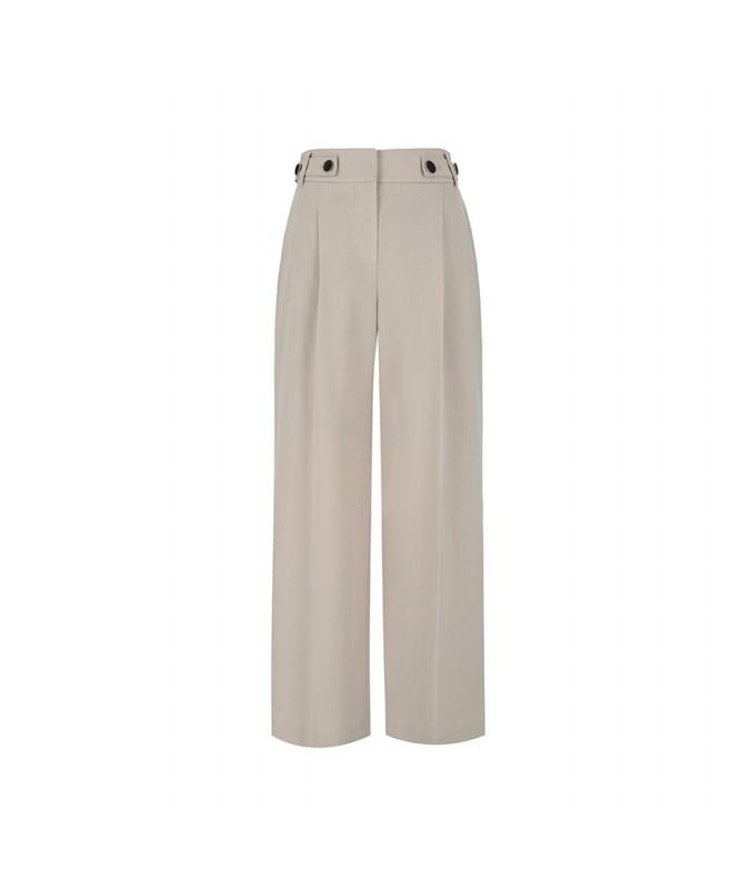 VISITINNEWYORK Back Elastic High-Waisted Single-Pleat Pants (Va4Lp0C)