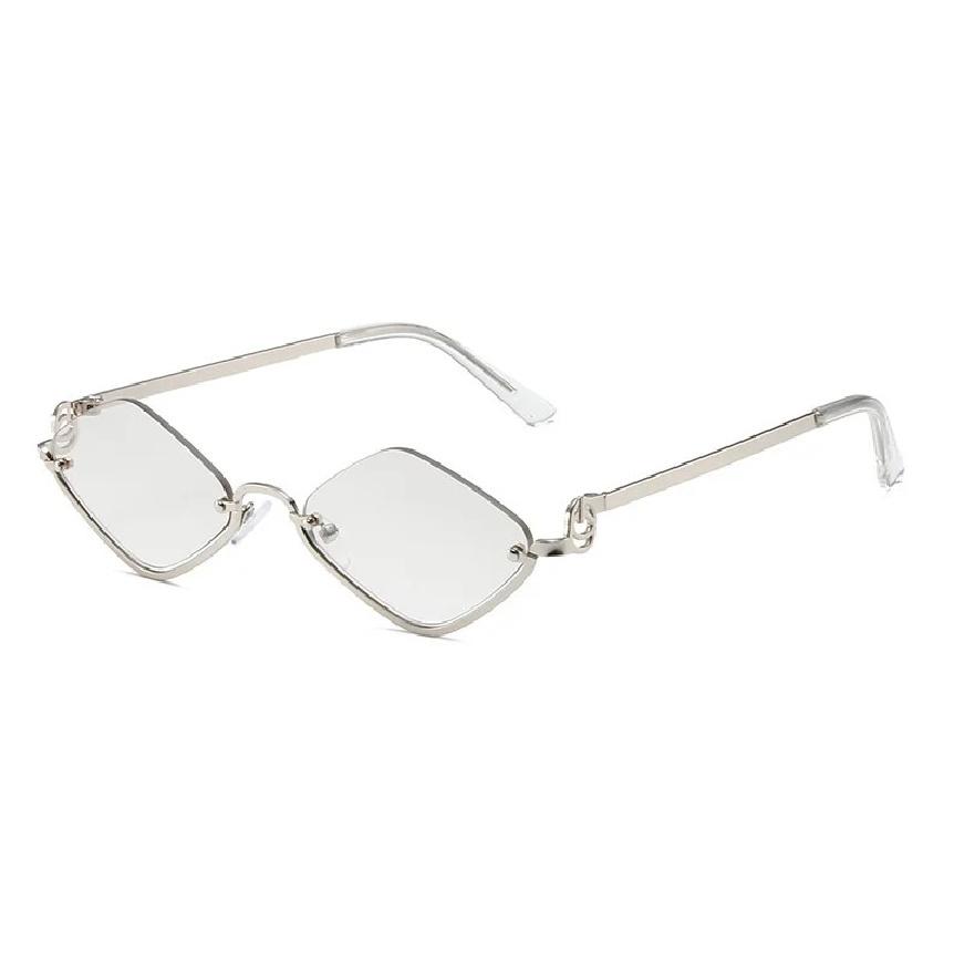 New Metal Half-frame Sunglasses, Fashionable Small Diamond-shaped Half-frame Sunglasses, Simple Literary Beach Sunglasses UV400