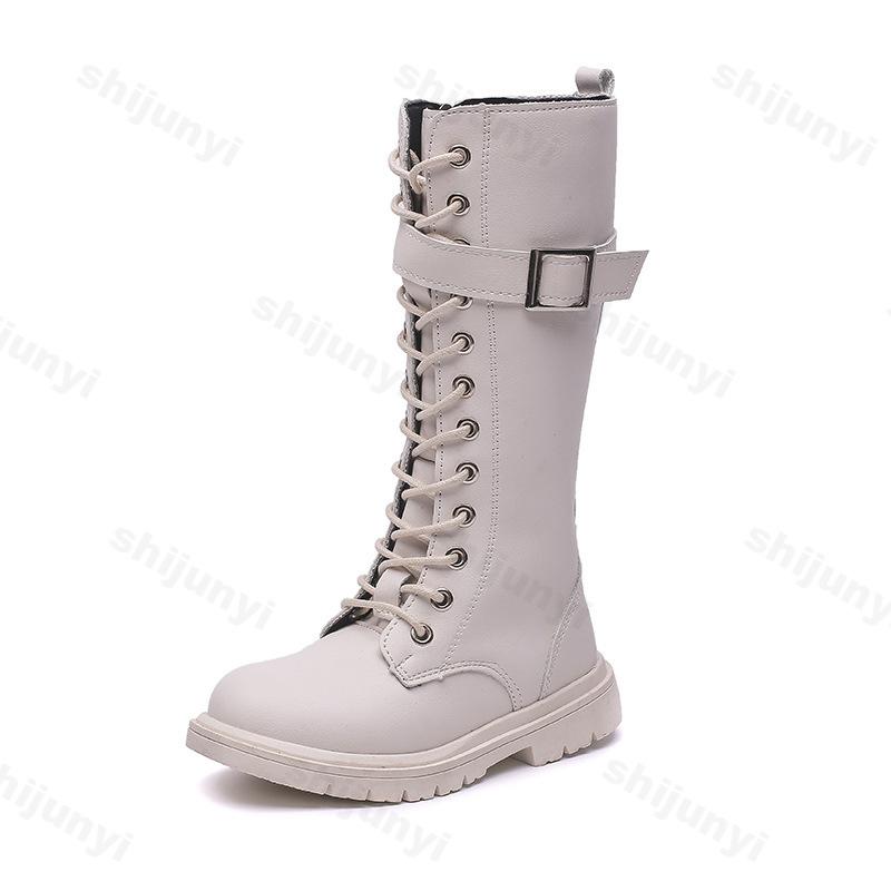 Autumn/Winter Girl Boots Platform Zipper Knee-High Boots Soft Plush Warm Buckle Up Outdoor Kids High Boots