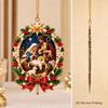 Christmas Scene Hanging Ornament, 2D Flat Wall Decor with Double-Sided Print for Holiday Home Display