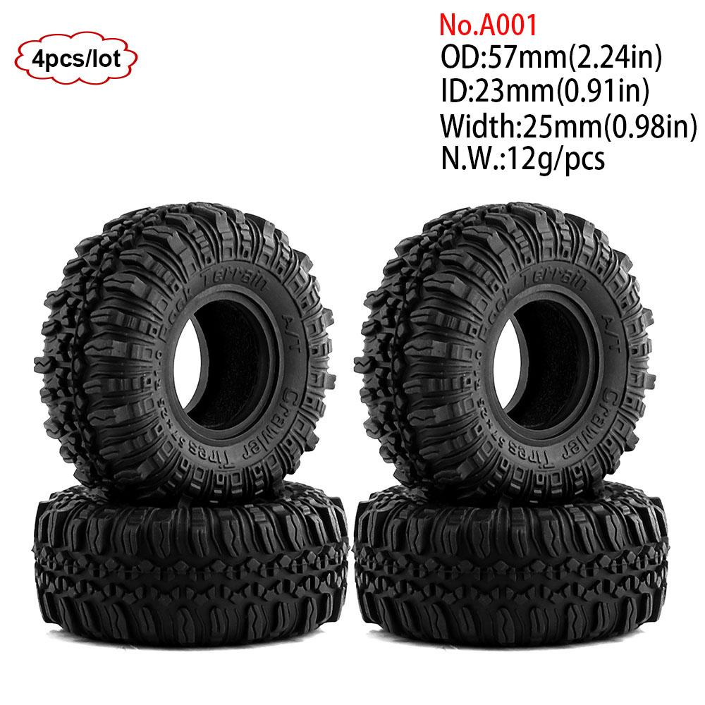 4PCS 1.0inch 57-67mm RC Crawler Tires Wheel Rim for 1/18 RC Rock Crawler Axial SCX24 Bronco AX24 TRX4M Defender FMS FCX18 FCX24
