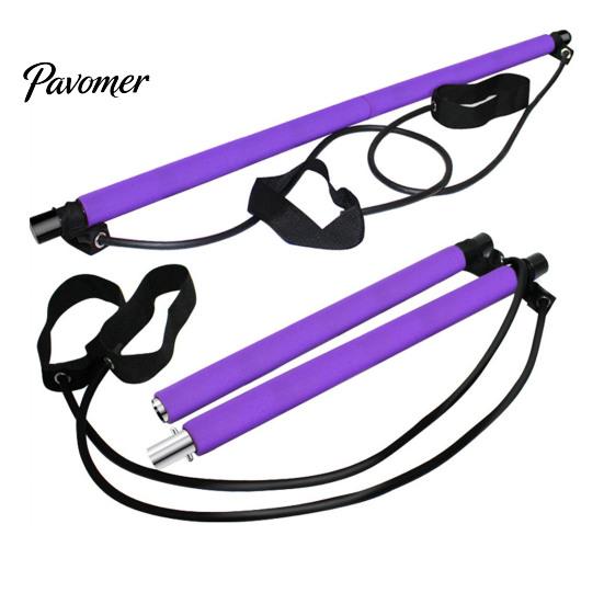 Pilates Bar with Foot Pedals Resistance Band Strength Training Fat Burning Body Shaping Back Slimming Multifunctional Exercise Home Gym Workout