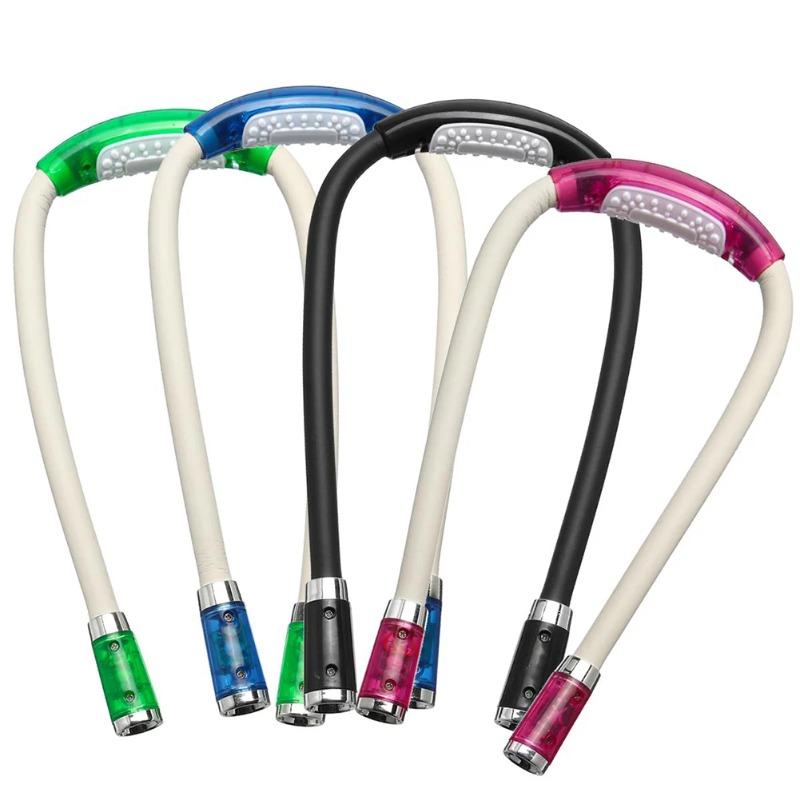 5-1PCS LED Night Light Flexible Handsfree Hug Neck Reading Book Lights Bent Adjusted Freely Flashlight Battery-powered Lamps