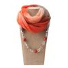 Stylish Cotton Linen Infinity Scarf with Beaded Chain Necklace – Women’s Gradient Color Scarf for Boho & Casual Fashion
