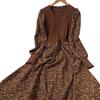 Trendy Autumn/Winter Korean Style Slimming Patchwork Tie-Up Knit Long Dress with Corduroy Floral Print
