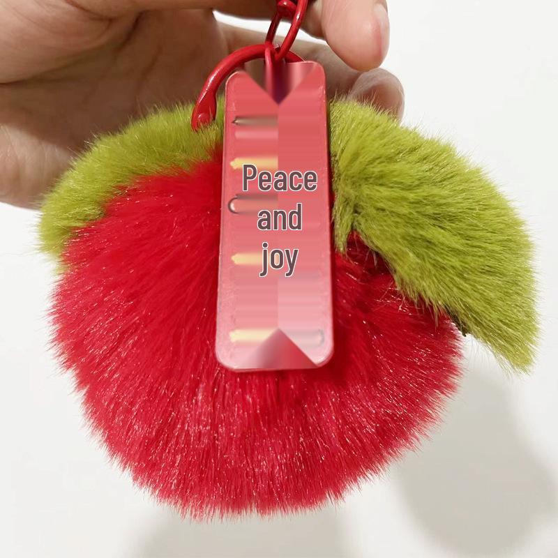 Imitation Rex Rabbit Fur Persimmon Keychain - Cute Plush Pendant Bag Accessory