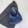 2026 Summer Women's Retro Denim Tote Bag - Large Capacity Casual Shoulder Bag for Students