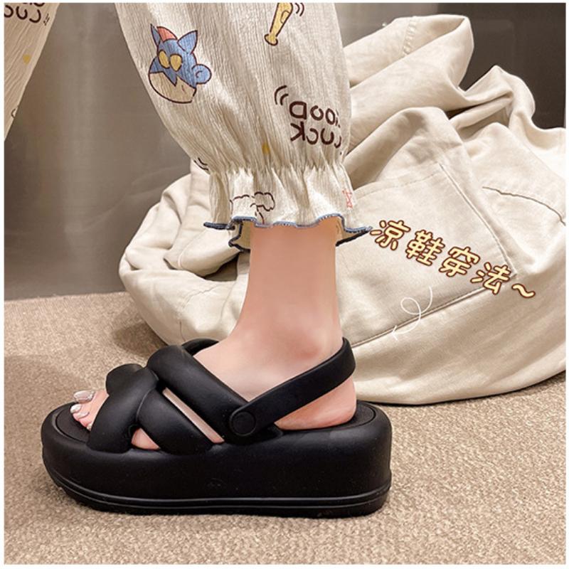 Fashion Women Platform Slippers Summer Sandals 2 Way Wear Fashion Street Wedges Shoes Soft EVA Girls Indoor Beach Slides