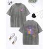 Purple Plush One-Eyed Monster Prints Washed T-Shirts Women Cotton Oversized Tops Comfortable T Shirt Summer Woman Clothes