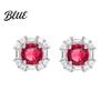 Wear-resistant Jewelry Set Red Zircon Love Heart Rhinestone Necklace Stud