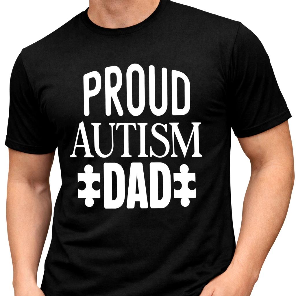 Proud Autism Dad T Shirt Awareness Puzzle Ribbon Support Inspirational Tee L