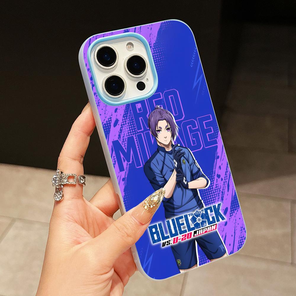 Blue Lock Reo Mikage Jelly Doppelschicht Hellblau Handyhülle für iPhone 17 16 15 14 13 12 11 Air Pro Max Plus Schutz