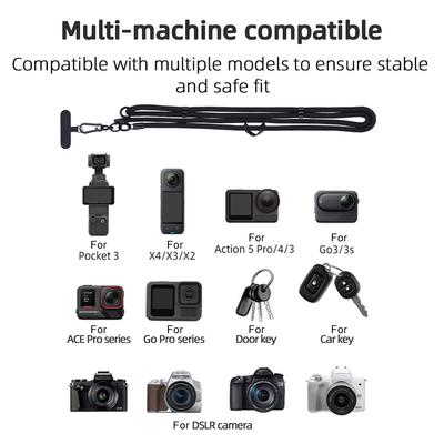 Alça Transversal Alça de Pescoço Corda Transversal Anti-perda Cordão Cordão para Câmera para DJI OSMO Pocket 3/Osmo Action 5 Pro