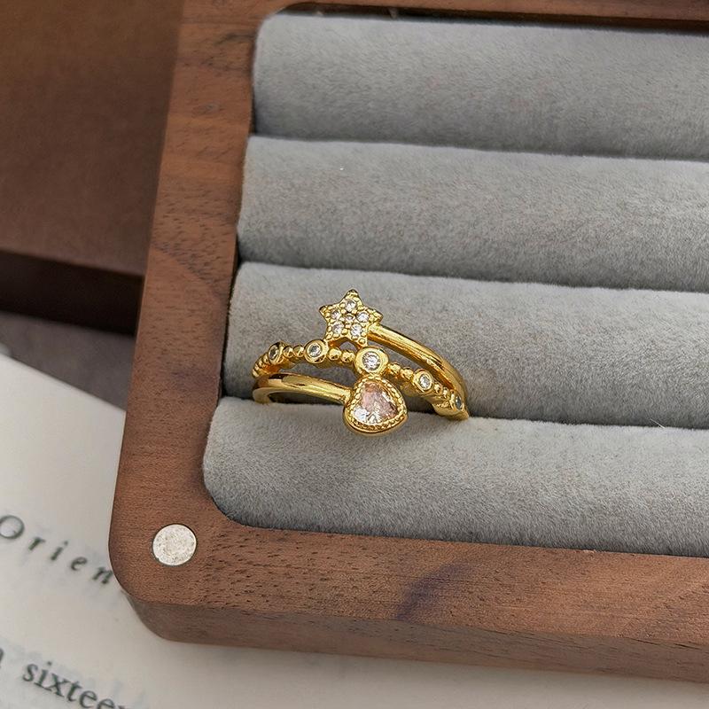 Xiaoxiangfeng Light Luxury Dream Wind Stars Meteor Full Of Diamonds Zir*****Pen Ring Exquisite And Beautiful Super Fairy Stacked Ring