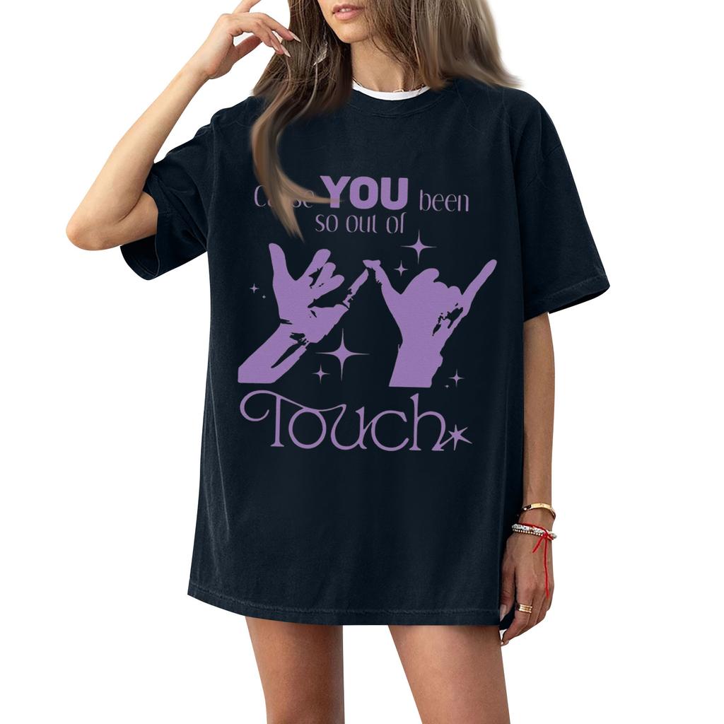 Dam T-shirt med tryck och rund hals och korta ärmar