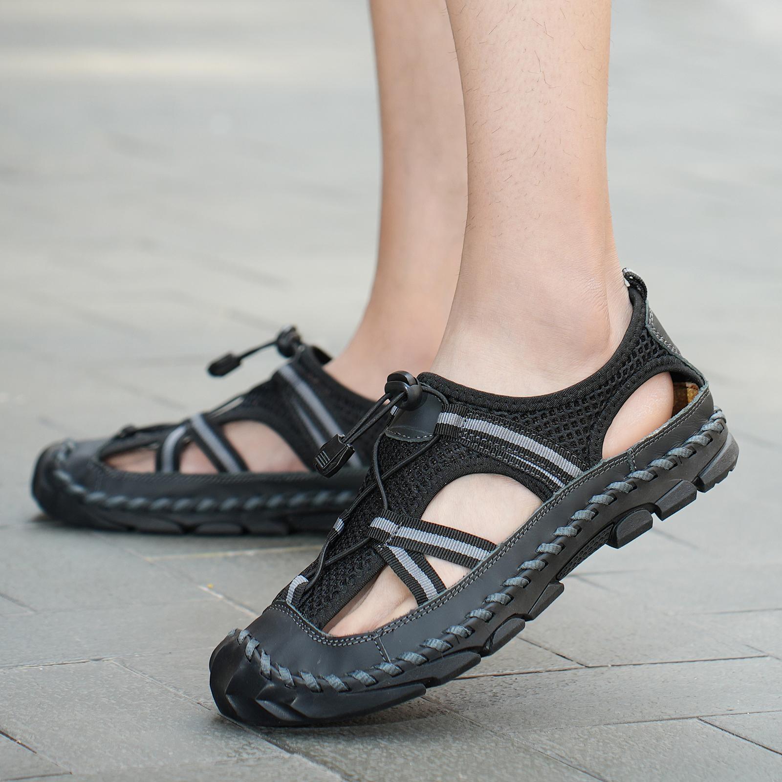 2024 Лето Новые Мужские Дышащие Сандалии Сетчатые Легкие Пляжные Сандалии Рыбацкая Обувь — фото 3