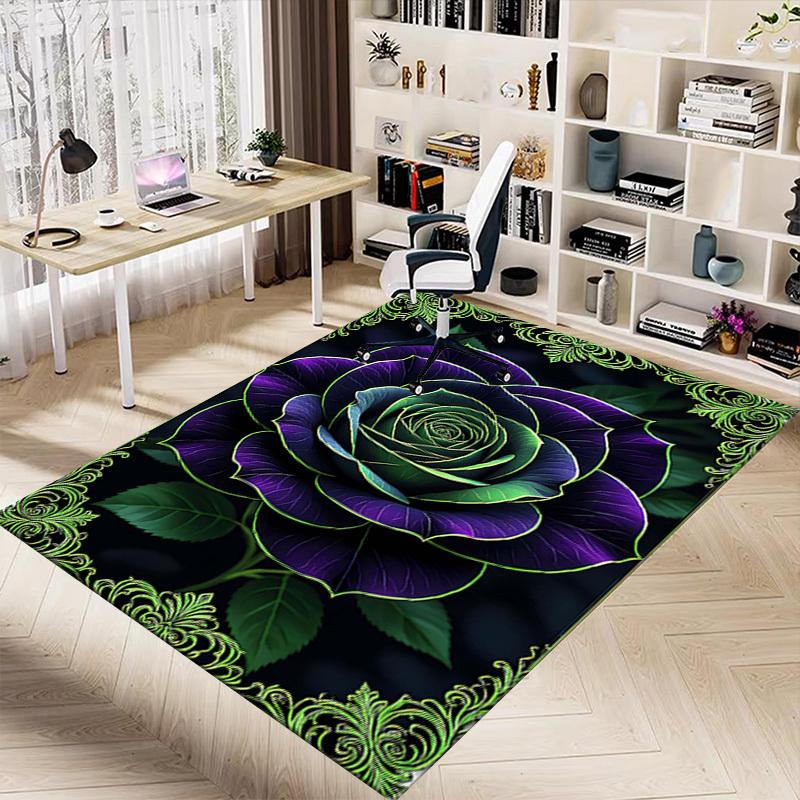 1PC Rose Black Extra Large Non Slip Floor carpet, Office, family, bedroom, Studio   Large Area Rug Indoor Rugs, , Vibrant Colors