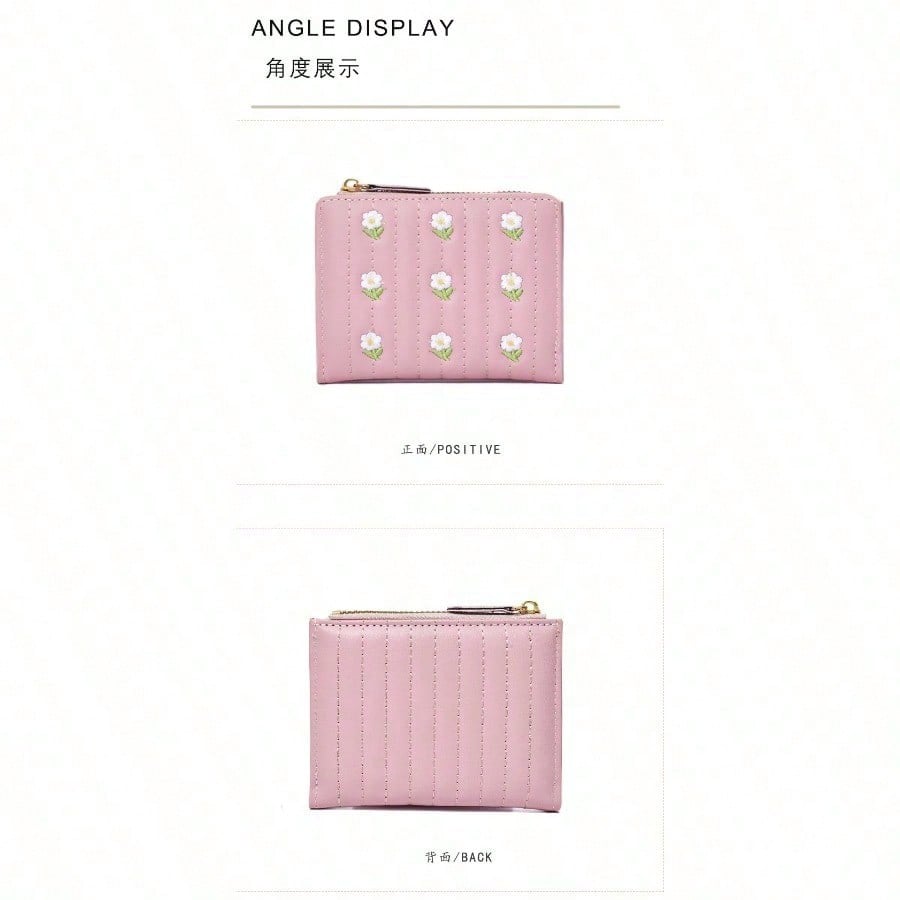 Fashion new Korean version cute embroidered women simple short change multi-functional wallet