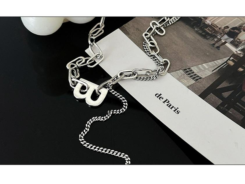 Yinruitai 925 Sterling Silver 'B' Vintage Thai Necklace with Tassel Clavicle Chain - Women's Versatile and Stylish Accessory