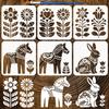 6Pcs 6 Styles PET Hollow Out Drawing Painting Stencils for DIY Scrapbook Photo Album Horse 200x200mm 1pc/style