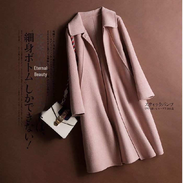 Women's Korean Style Woolen Coat - Autumn/Winter Doll Collar Mid-Length Jacket