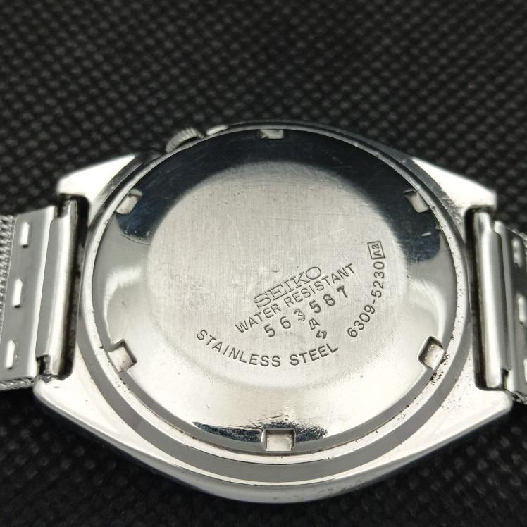 USED VINTAGE SEIKO 5 AUTOMATIC 6309A JAPAN MENS DAY/DATE BLACK WATCH A316764-2 SKU608h-a316764