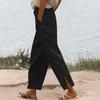 Women's Fashion Casual Pants Solid Color Straight Pants Elastic Waist  Pants With Pockets