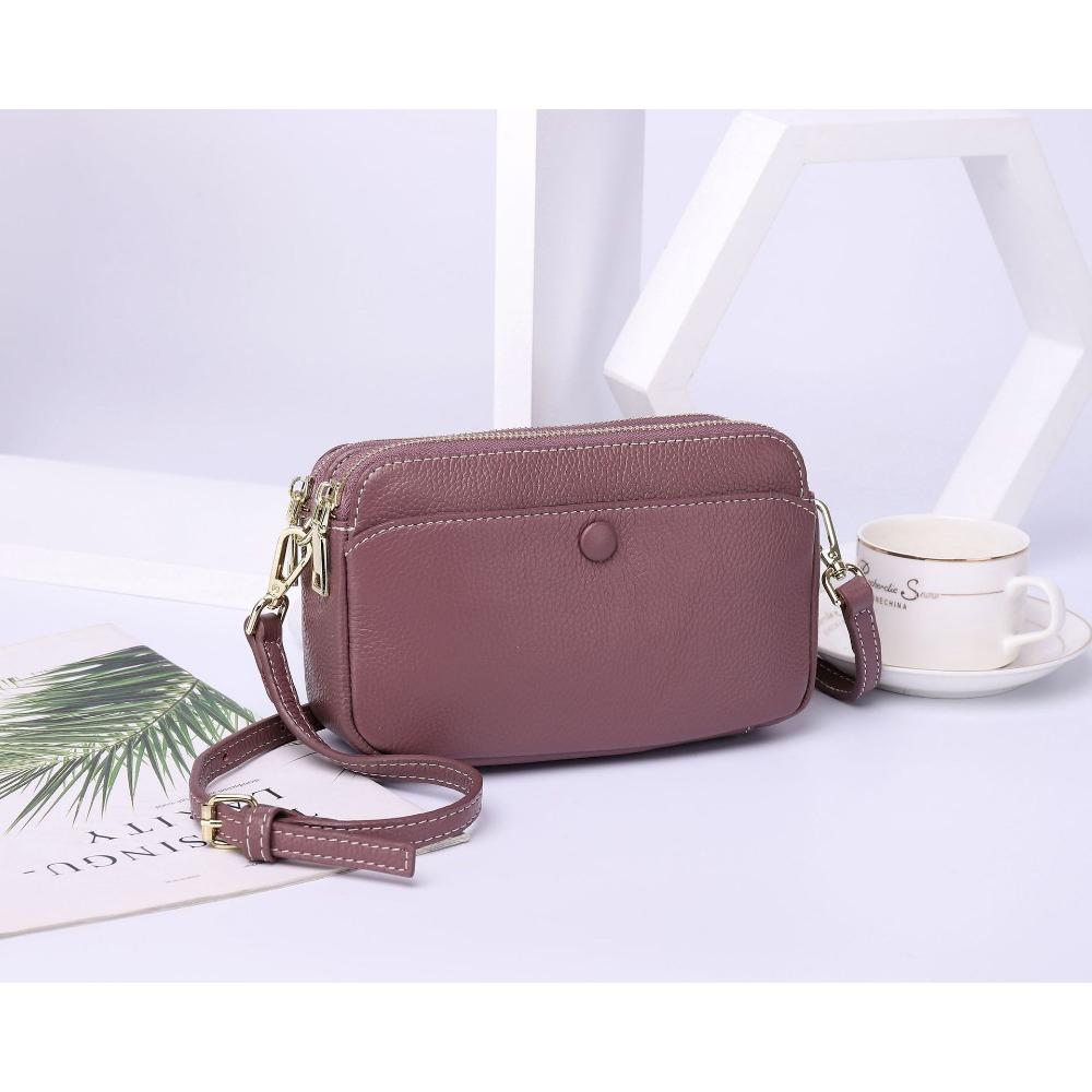 Karvės odos moteriška rankinė per petį, crossbody daugiašakė užsegama užtrauktuku, praktiška moteriška rankinė, paprasta maža kvadratinė rankinė