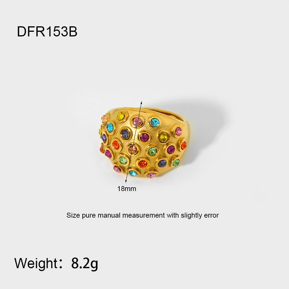 

Кольцо-радуга из нержавеющей стали с покрытием из 18-каратного золота в европейском и американском стиле, инкрустированное бриллиантами Size 8