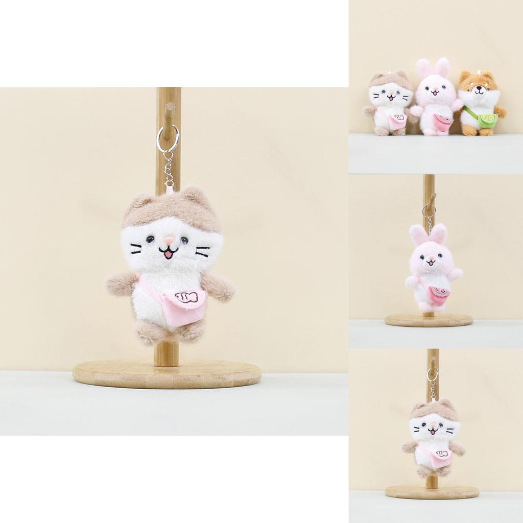 Whimsical Mini Plush Dog Rabbit Cat Doll Keychain Backpack Toy Gift For Children