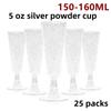 25 Champagne Glasses Disposable Cocktail Glasses Plastic Red Wine Glasses Tall Glasses Gold Powder Martini Glasses Party Bar