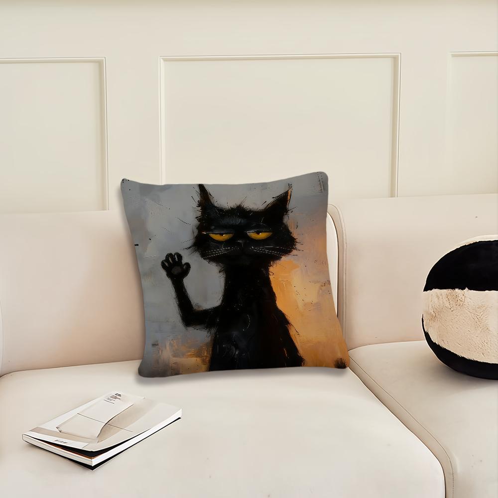 Black Cat Art cushion cover Pillow Cover Decoration Room Home Sofa living Office Car Nordic Simplicity