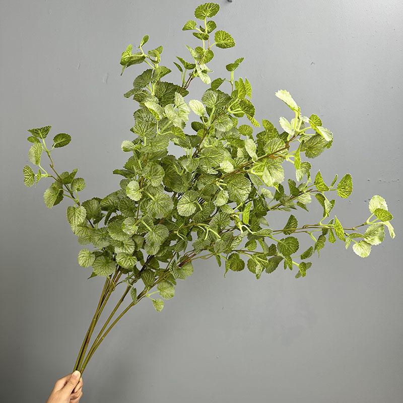 6pcs Simulation Plants Silk Crabapple Leaves Living Room Decoration 90cm Artificial Red Crabapple Leaf Branch Green Plant