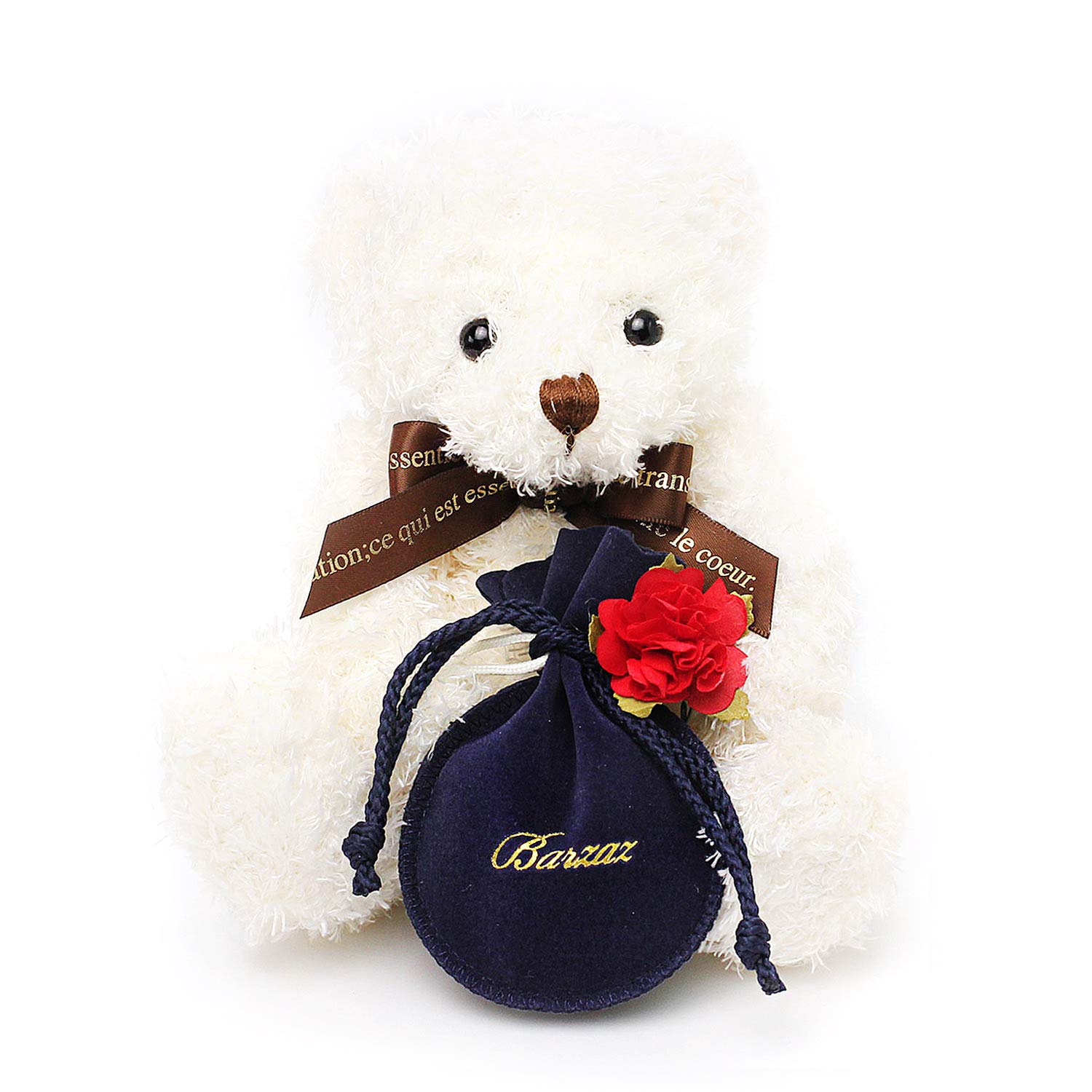 

Barzaz Zirconia Necklace Teddy Bear Set Single Bear Flower Silver White