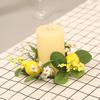 Lemon Flower Wreath Candle Ring Artificial Leaves Spring Greenery Garland Pillar Candle Home