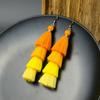 Bohemian color wool fringed earrings women's personality color matching vacation exaggerated temperament long earrings
