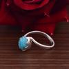 Handmade Turquoise Ring, Open Band Silver Ring, Heart Shape Gemstone Ring for Women