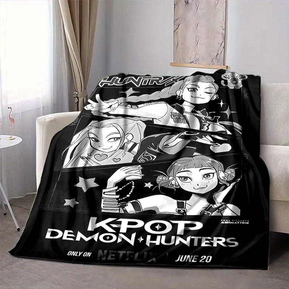 1pc K Pop Demon Hunters Flannel Blanket, Soft Skin Friendly with Digital Printing, Various Sizes Available for Family, Friends, Birthday