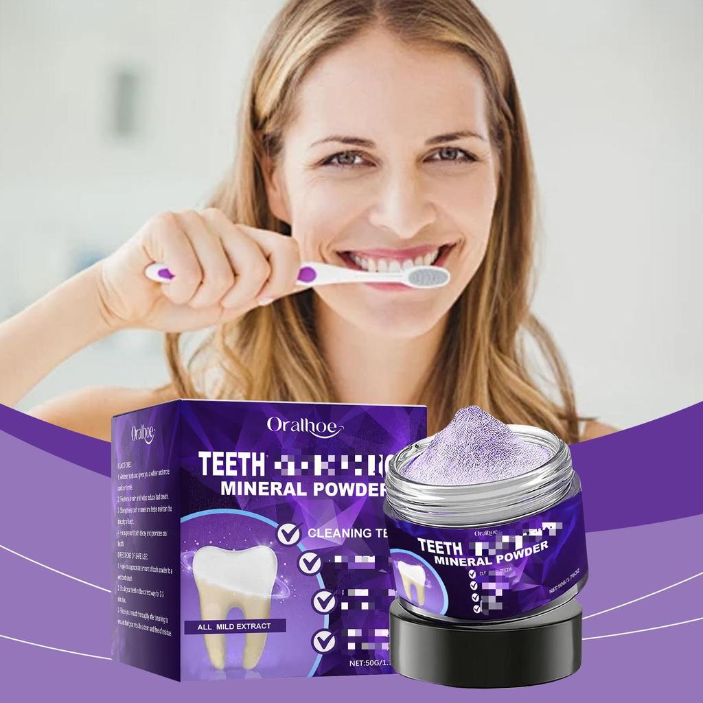 Mineral Powder Whitening Remove Stain Plaque Strengthen Teeth Improve Oral Smell Purple Teeth Brighten Powder