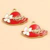 Gold-Enamel Double-Sided Stainless Steel Pendant with French-Style Beauty Accessories Design